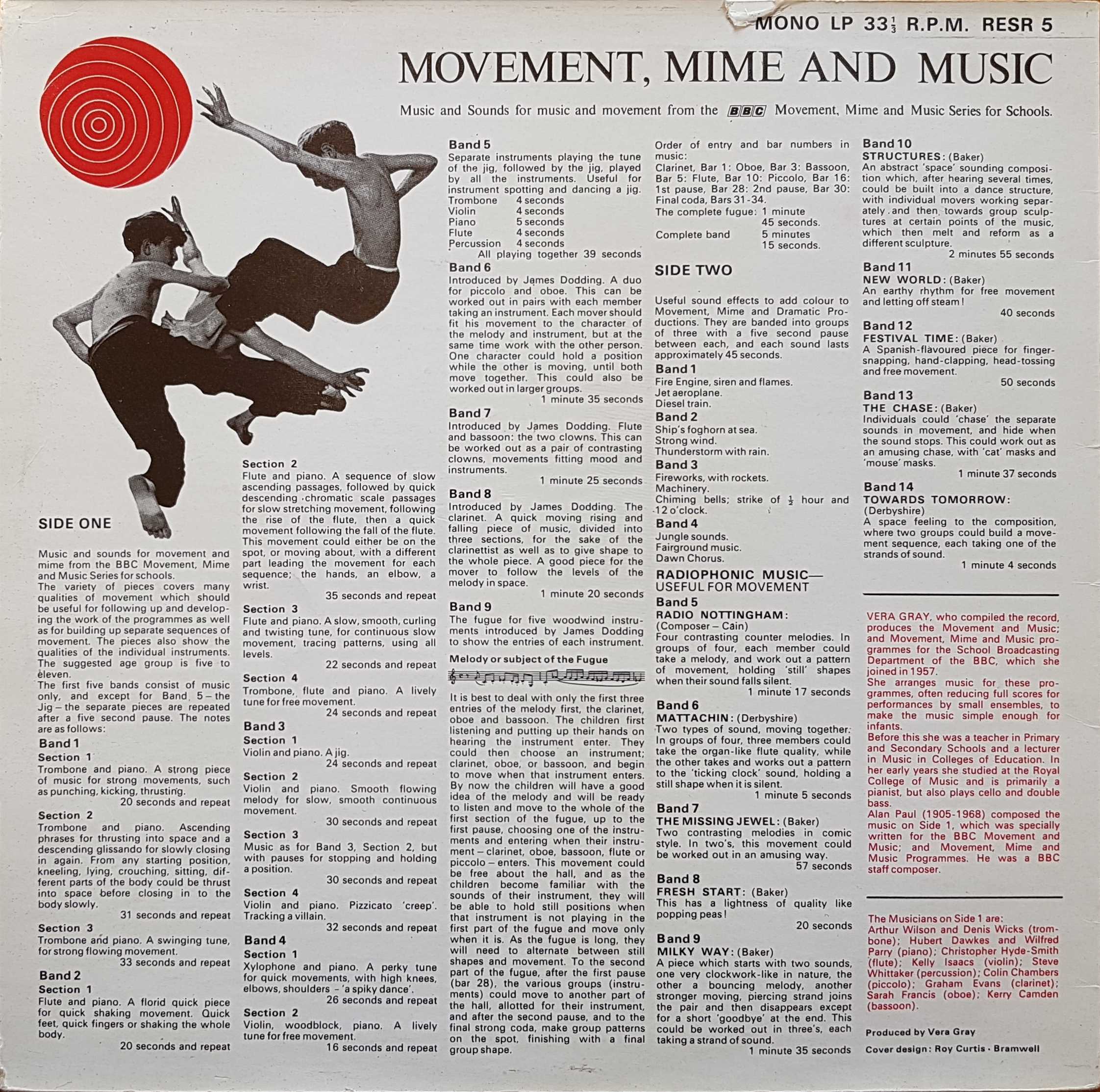 Picture of RESR 5 Movement, mime and music by artist Derbyshire / Baker from the BBC records and Tapes library
